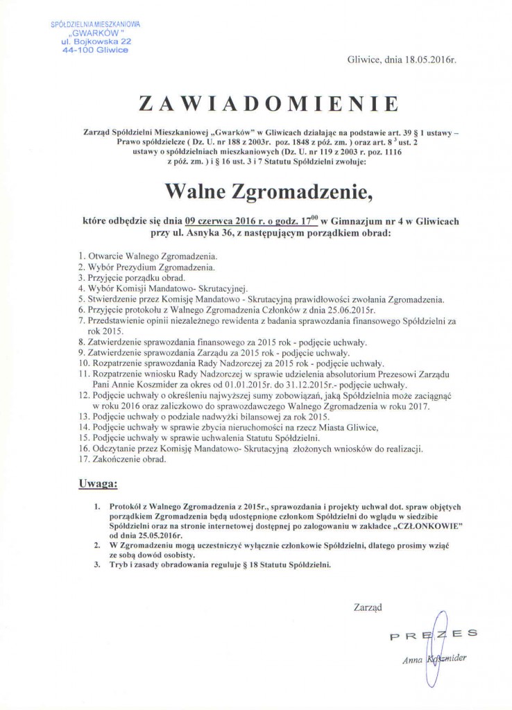 ZAWIADOMIENIE